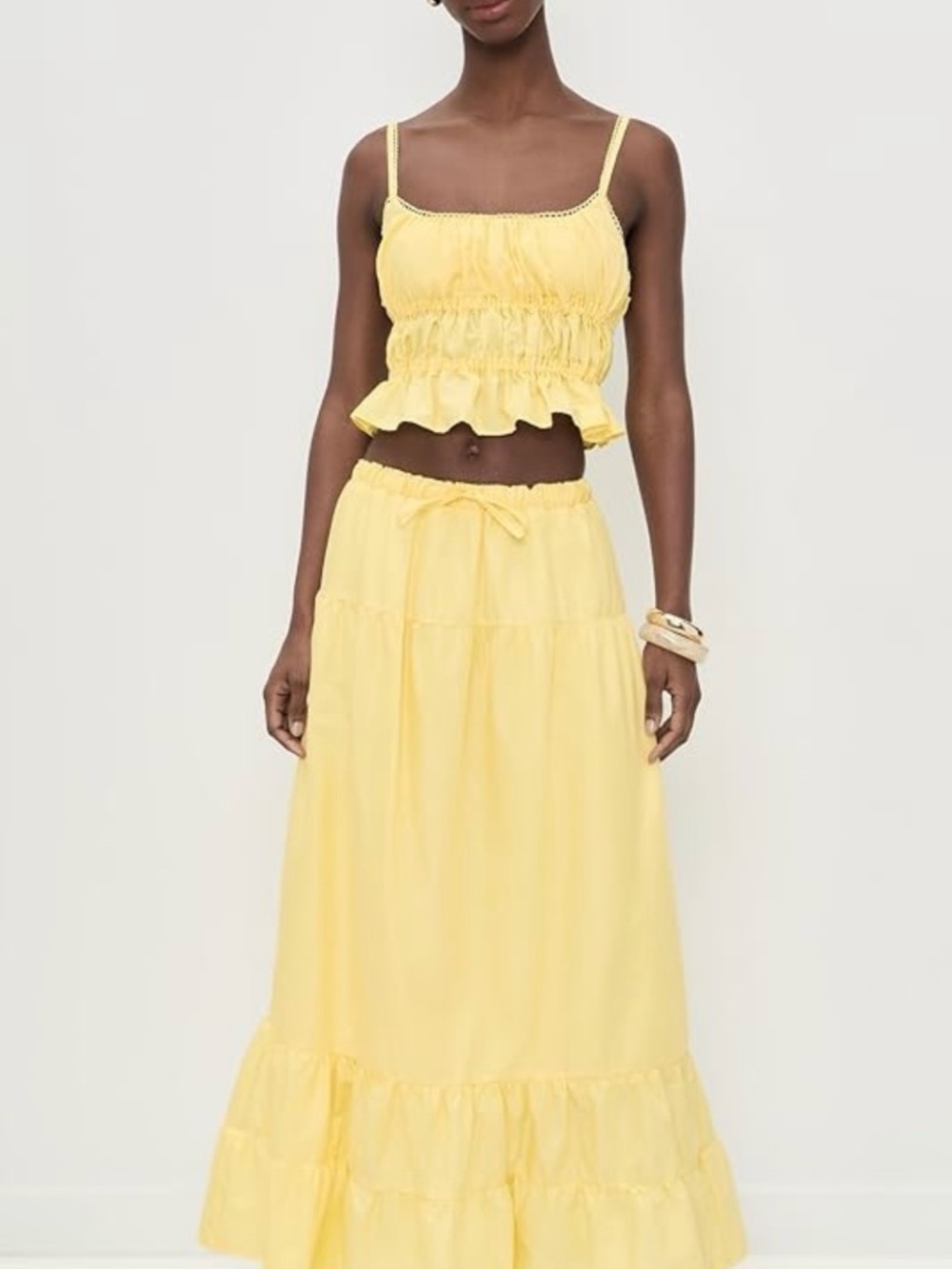 Peixoto Sunny Yellow Tiered Maxi Skirt Set
